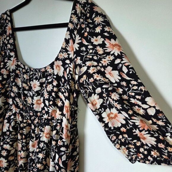 EUC AMERICAN EAGLE OUTFITTERS FLORAL DEEP SCOOP NECK BABYDOLL DRESS SIZE M - Picture 10 of 16